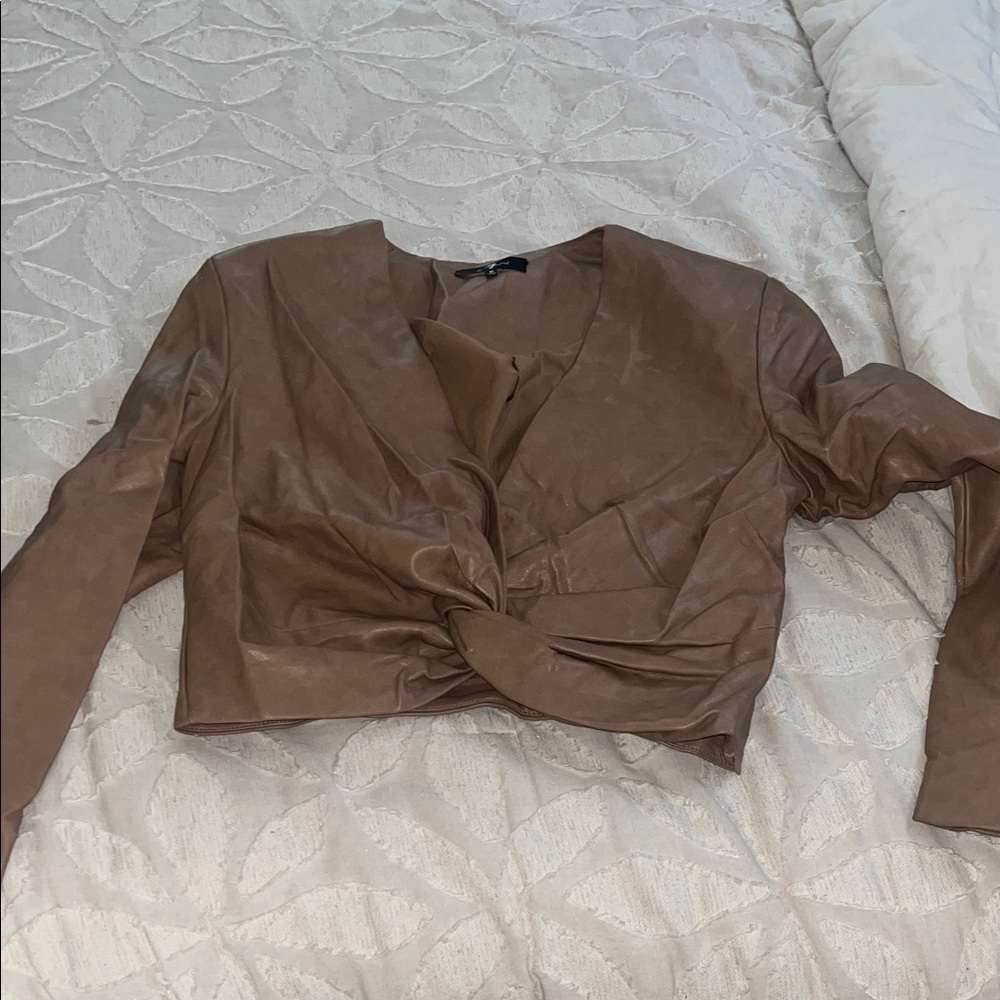7 For All Mankind Brown Twist Front Top